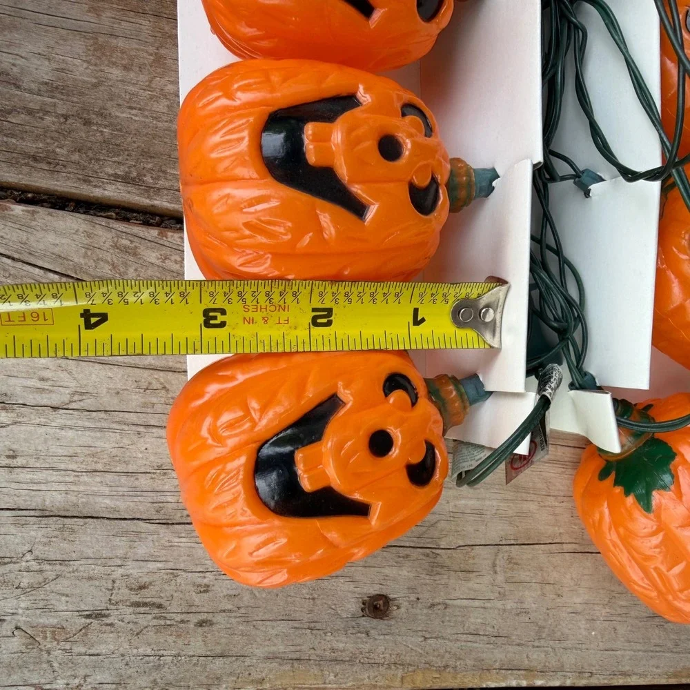 Vtg Seasonal Specialties Pumpkin Halloween String Lights Orange 10 Count